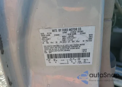 2009 Mercury Mariner Premier из США, поврежденный, VIN 4M2CU87GX9KJ26462